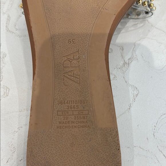 ZARA clear slides gold studs sandals 39 fit like size 8.5 - Picture 6 of 12
